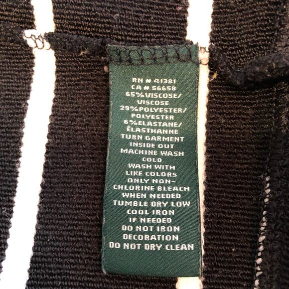 Lauren Ralph Lauren black white striped long open front cardigan size Medium - Picture 6 of 12